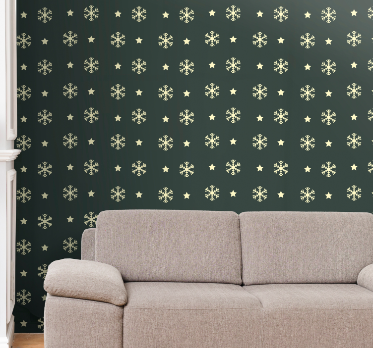 Scandinavian Snowflakes nordic wallpaper - TenStickers