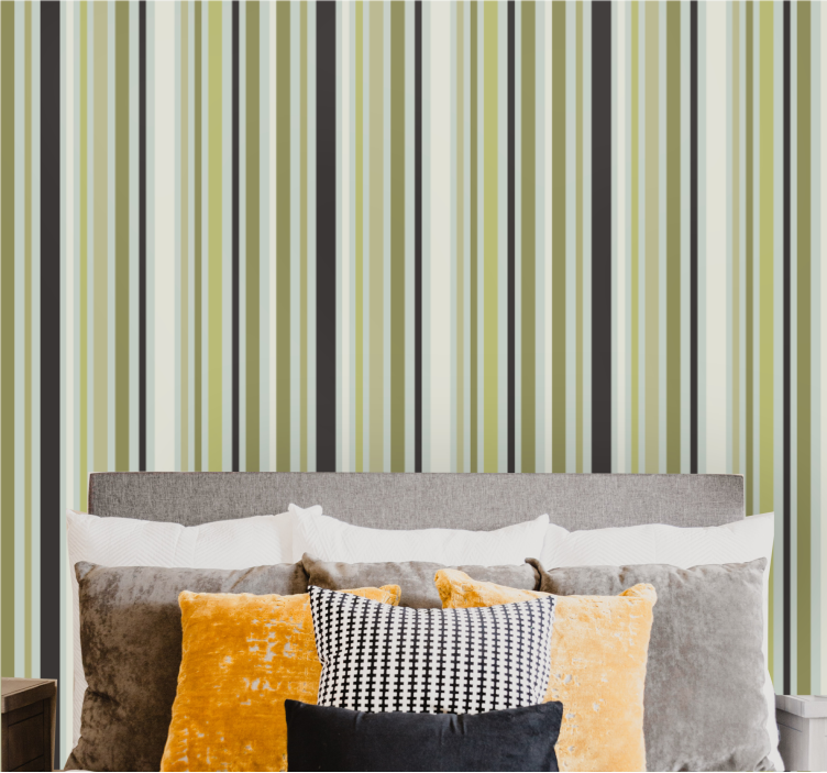Shades of green lines geometric wallpaper - TenStickers