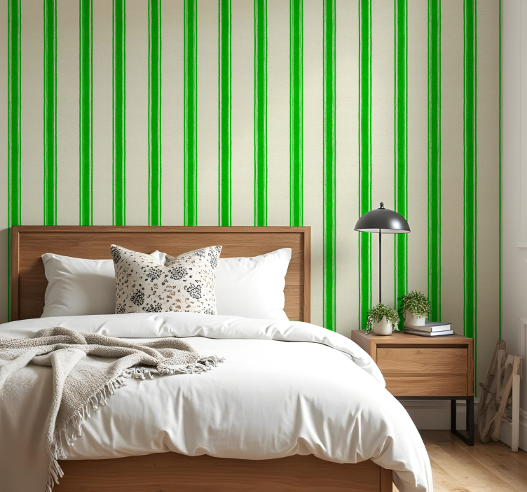 Shapes wallpaper in green vertical lines - TenStickers