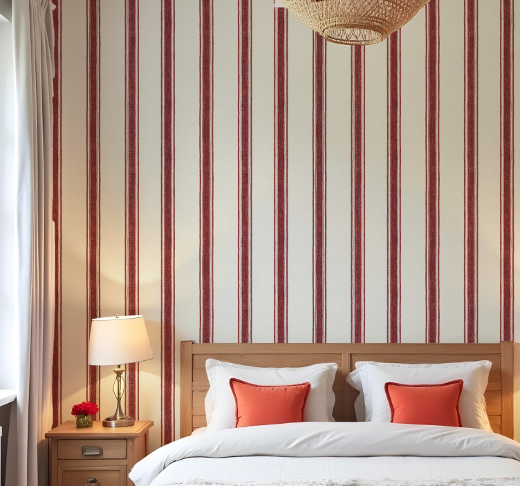 Shapes wallpaper vertical lines in red - TenStickers