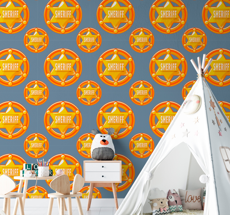 Sheriff badge pattern customised wallpaper - TenStickers