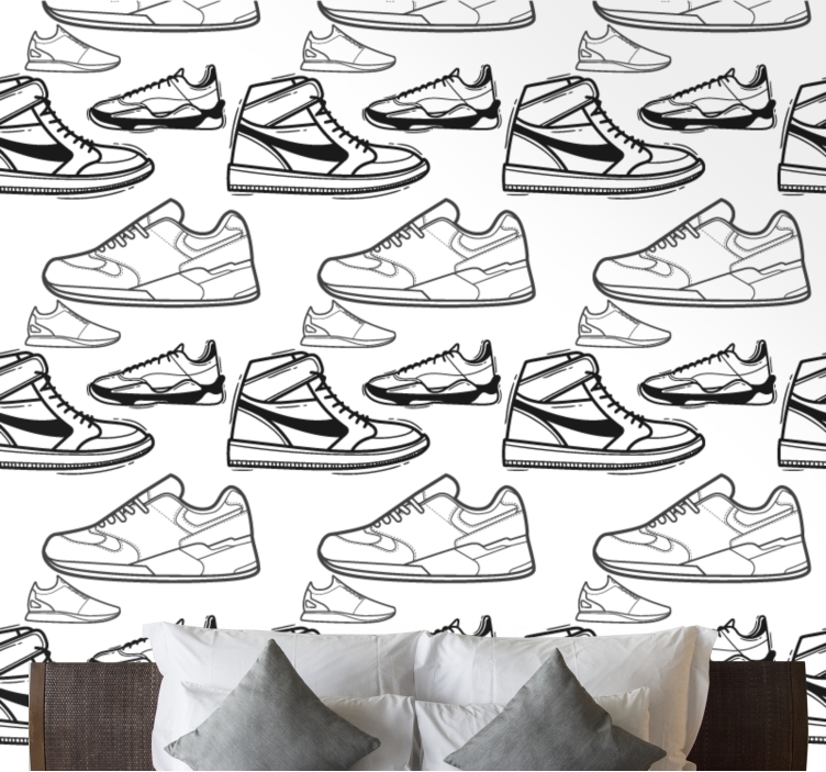Sneaker Illustrations art wallpaper - TenStickers