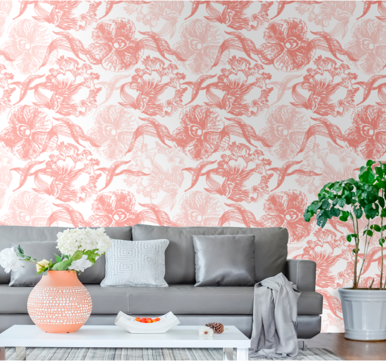 Soft bloom overlay floral ornament wallpaper - TenStickers