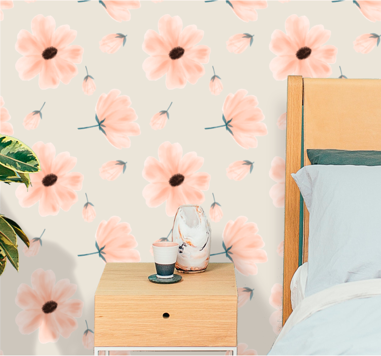 Soft elegant pattern flower wallpaper - TenStickers