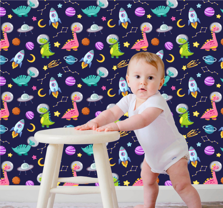Space Adventure Motif kids wallpaper - TenStickers