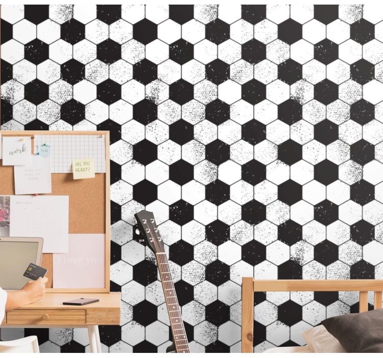 Speckled Hexagons geometric wallpaper - TenStickers