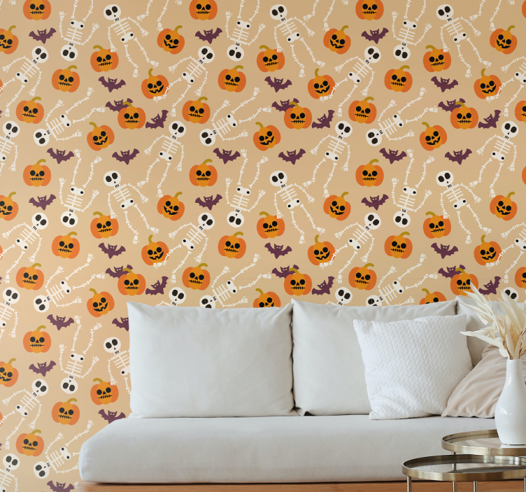 Spooky Halloween Pattern halloween wallpaper - TenStickers