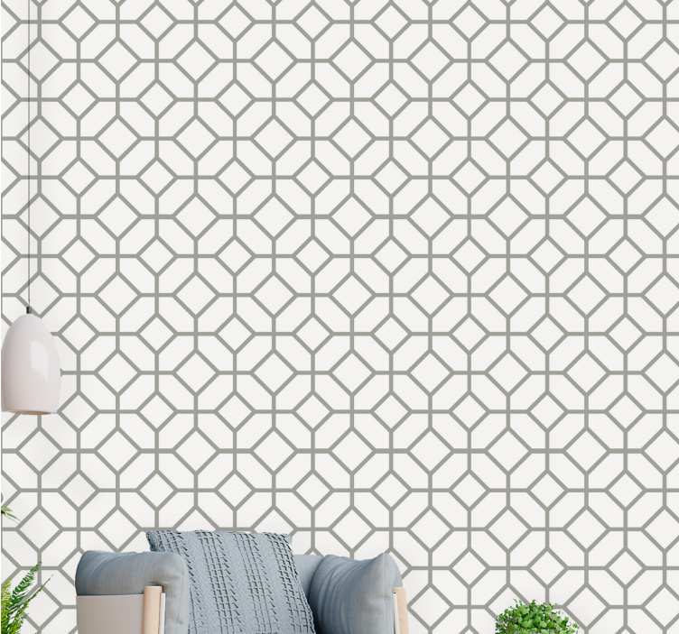 Squarred Hamptons pattern square wallpaper - TenStickers
