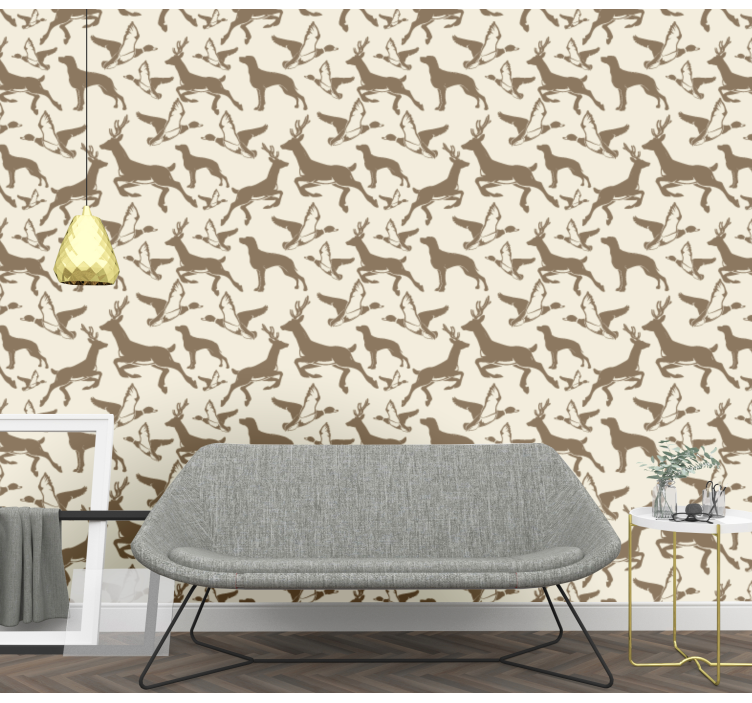Stag, flowers and bird animal wallpaper - TenStickers