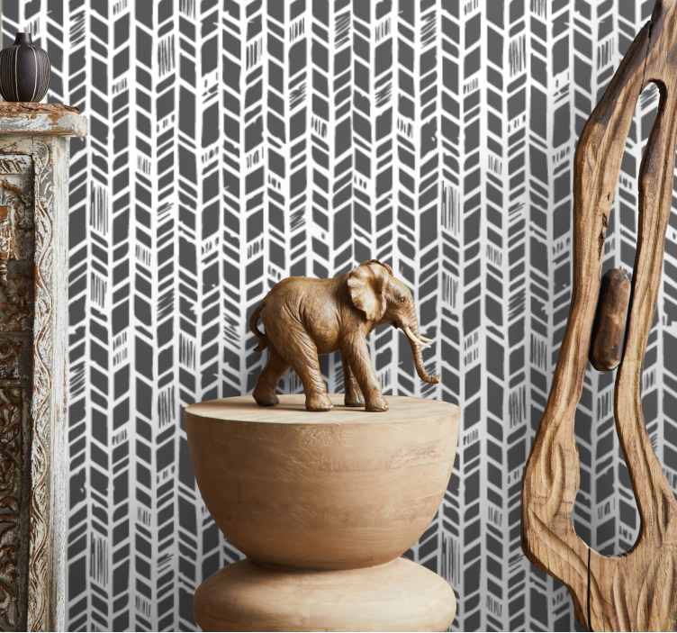 Stylised grey chevron entryway wallpaper - TenStickers