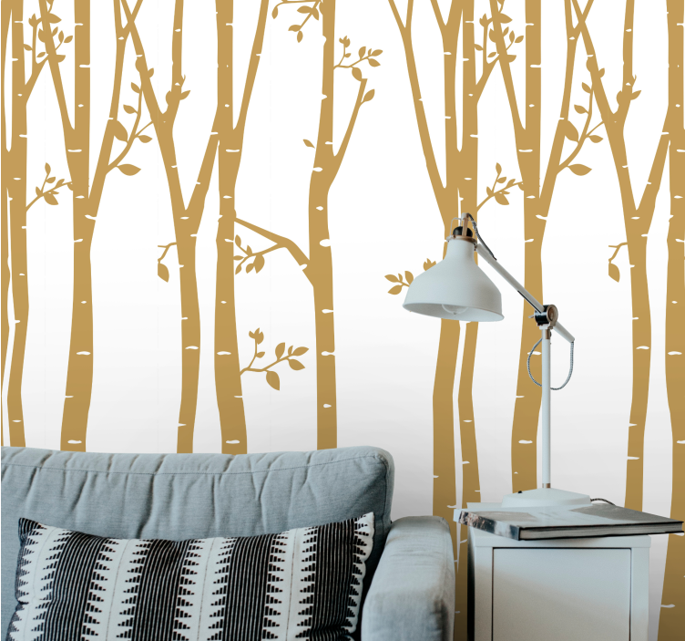Stylized Golden Silhouettes tree wallpaper - TenStickers