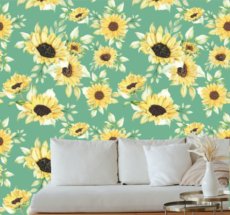 Sunflower Blooms flower wallpaper - TenStickers