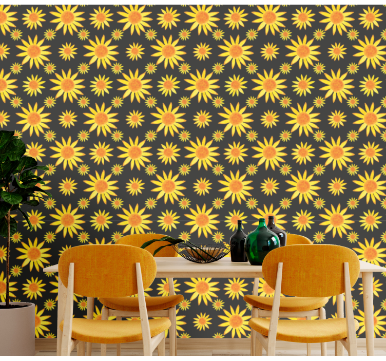 Sunflower Pattern flower wallpaper - TenStickers