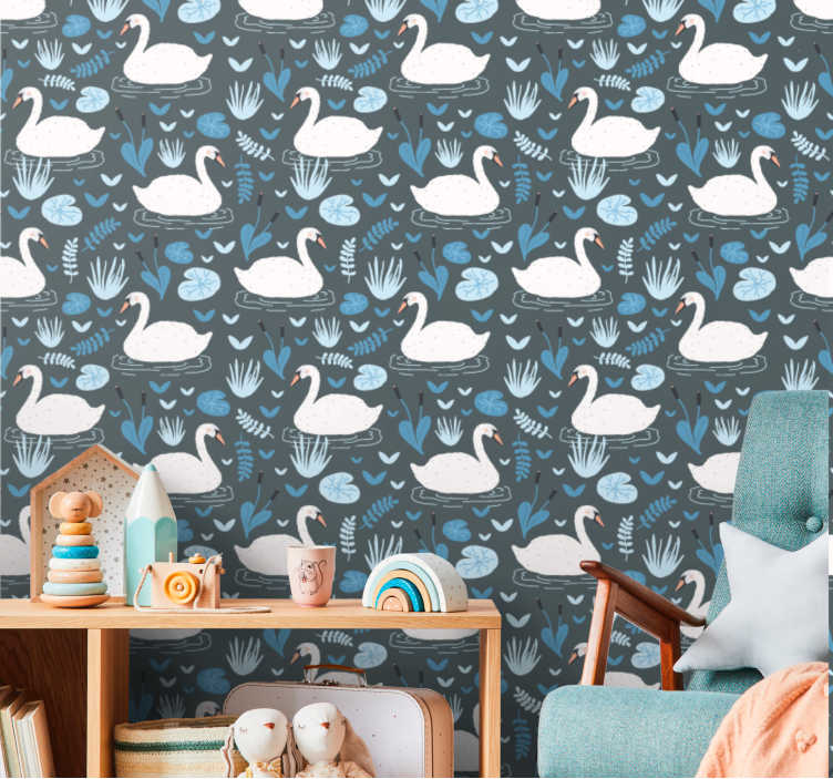 Swan Lake Motif birds wallpaper - TenStickers