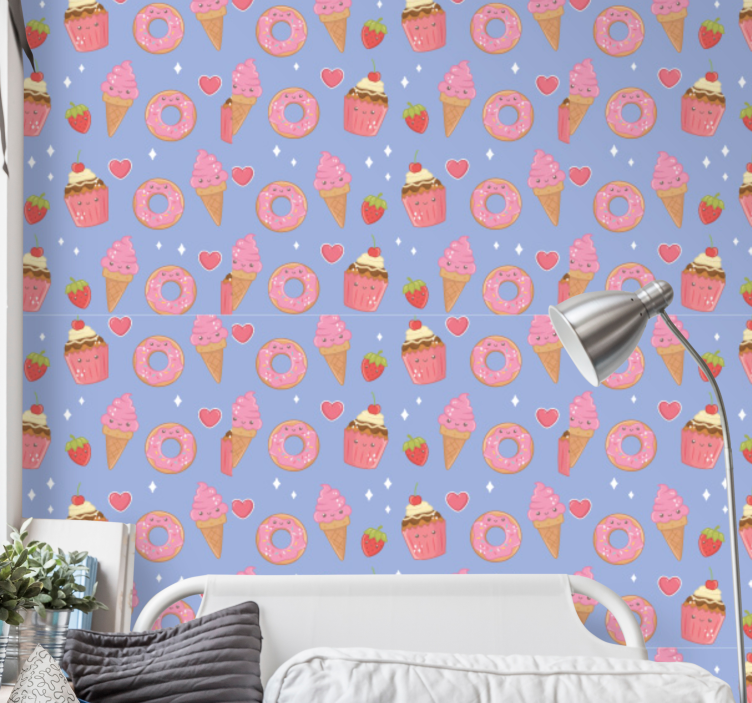 Sweet Dessert Pattern nursery wallpaper - TenStickers