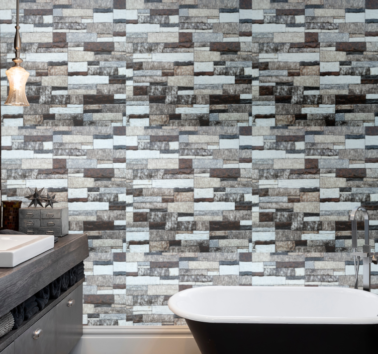 Gray elegant concrete bathroom wallpaper - TenStickers