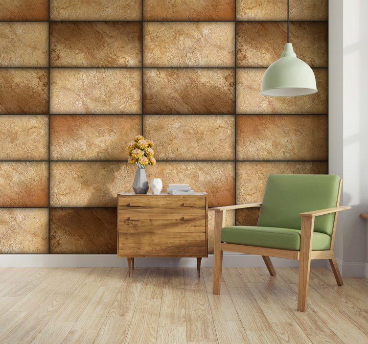 Earthen tile grid concrete wallpaper - TenStickers