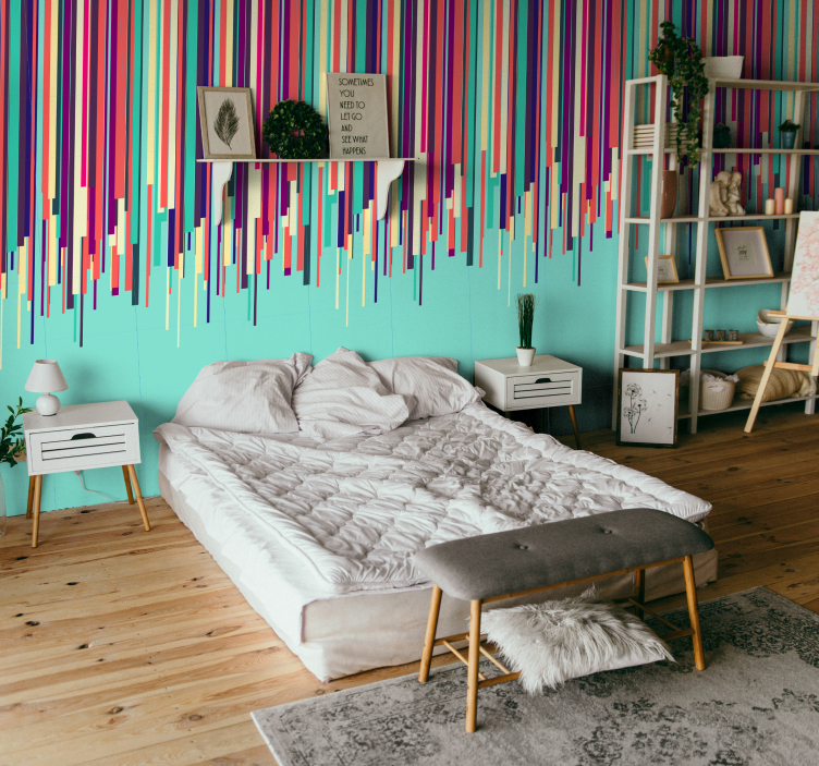 Thin retro stripes Vertical Wallpaper - TenStickers