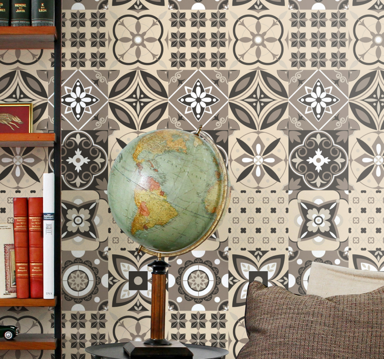 Tile wallpaper geometric floral design - TenStickers