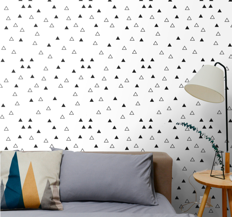 Scandinavian black and white pattern triangle wallpaper - TenStickers