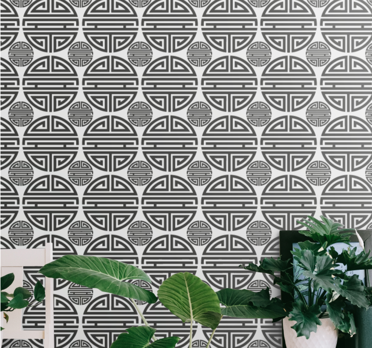 Tribal black and white pattern polka dots wallpaper - TenStickers