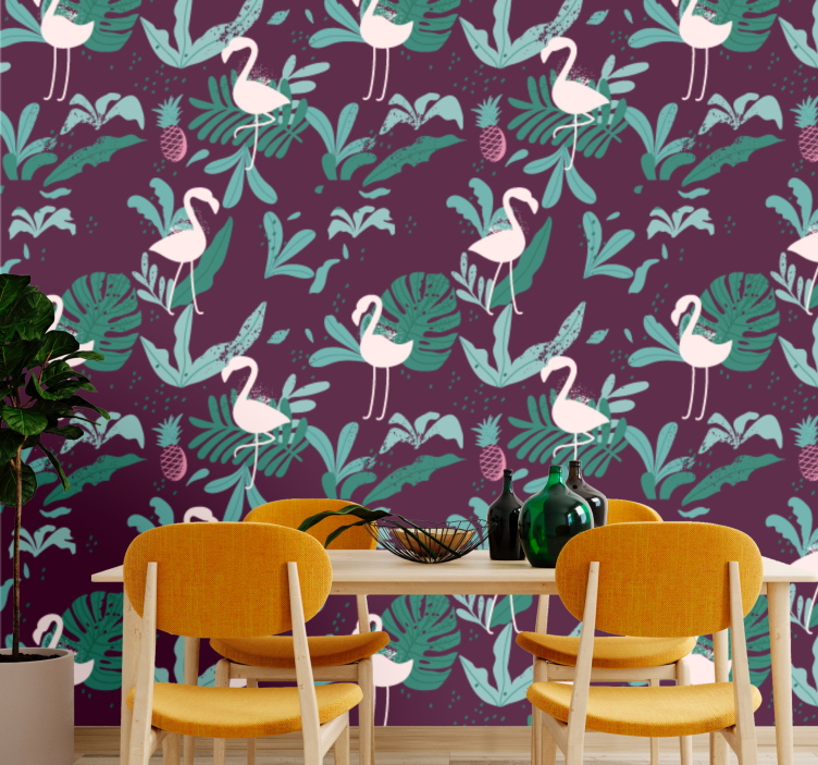 Tropical Flamingo animal wallpaper - TenStickers