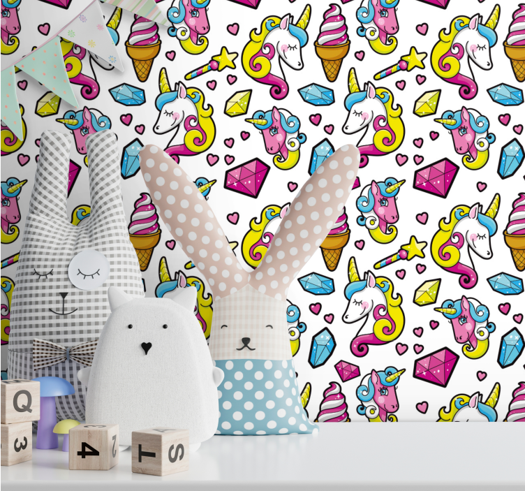 Unicorn Fantasy Motif kids wallpaper - TenStickers