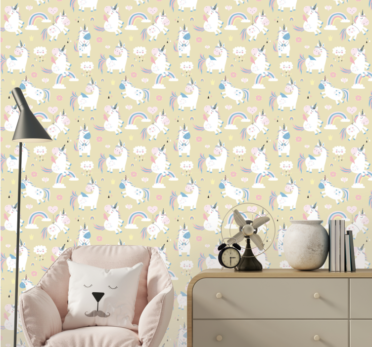 Unicorn Motifs animal wallpaper - TenStickers