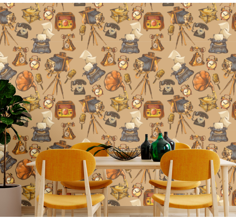 Vintage Object Collage vintage Wallpaper - TenStickers