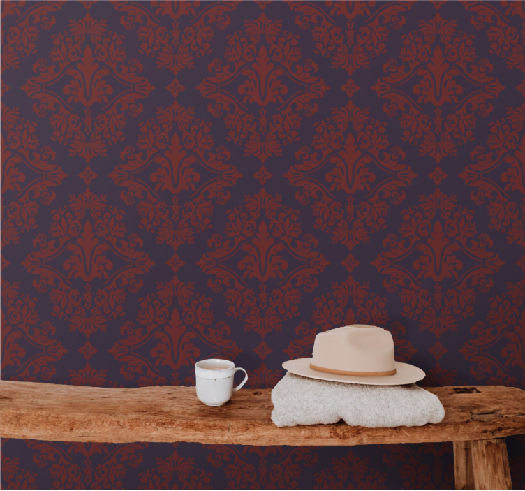 Vintage red and purple pattern wallpaper - TenStickers