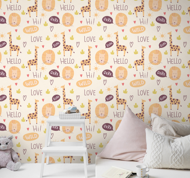Children's wallpaper giraffe with words - TenStickers