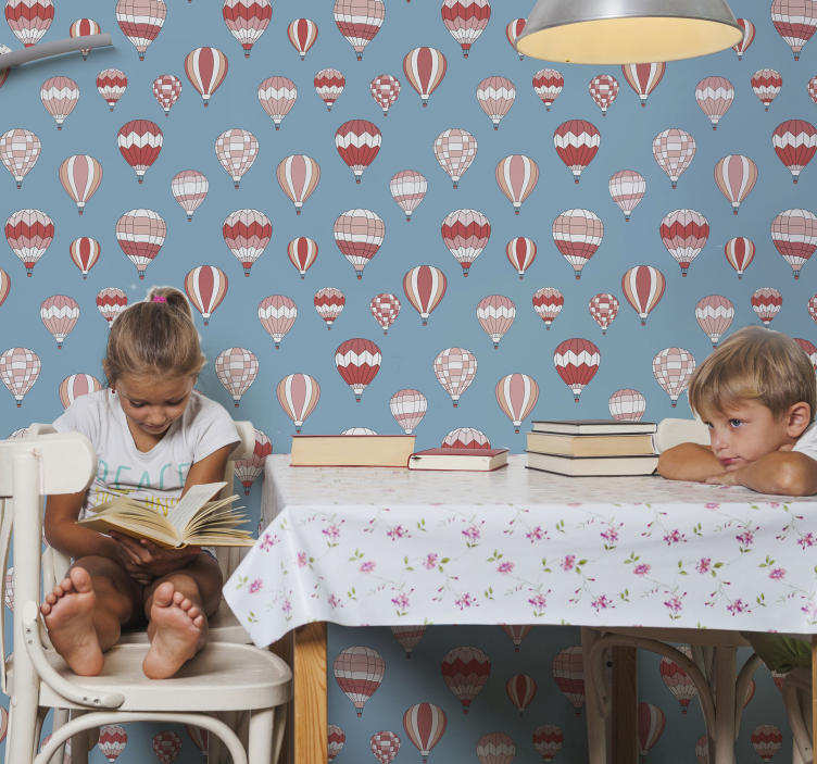 Childrens Wallpaper pink hot air balloons - TenStickers