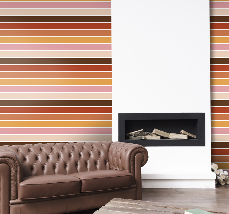 Warm Shades horizontal striped wallpaper - TenStickers