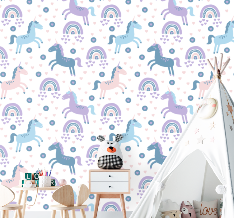Whimsical Unicorns nursery wallpaper - TenStickers