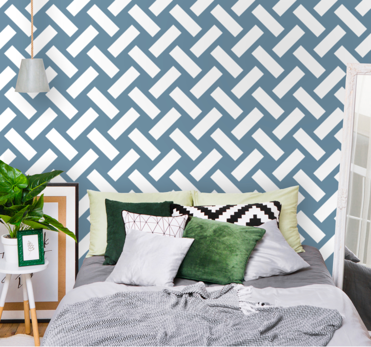 White Rectangles geometric wallpaper - TenStickers