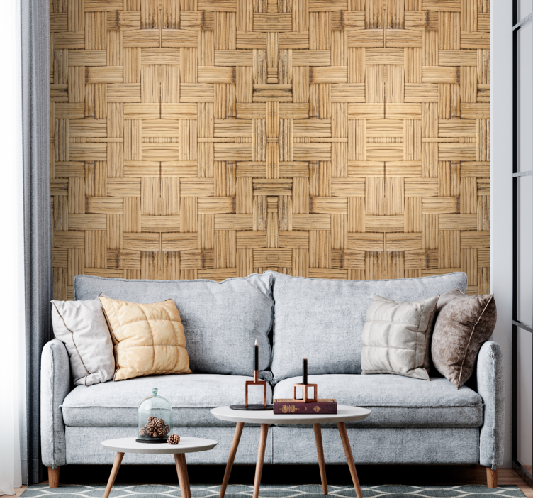 Woven wood effect  wallpaper - TenStickers
